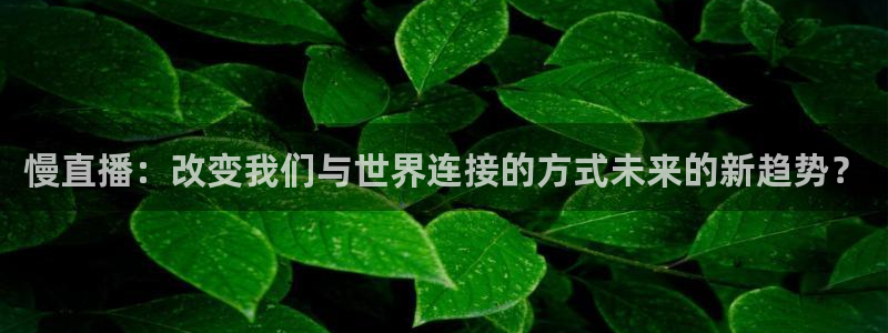 jrs蜘蛛直播球帝带：慢直播：改变我们与世界连接的方式未来的新趋势？